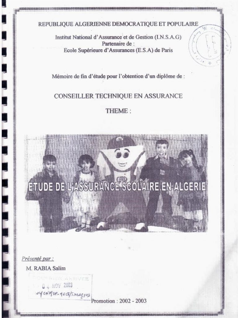 Étude de l’assurance scolaire en Algérie